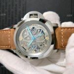 Copy Panerai Luminor GMT SS Brown Leather Strap Watch Pam578